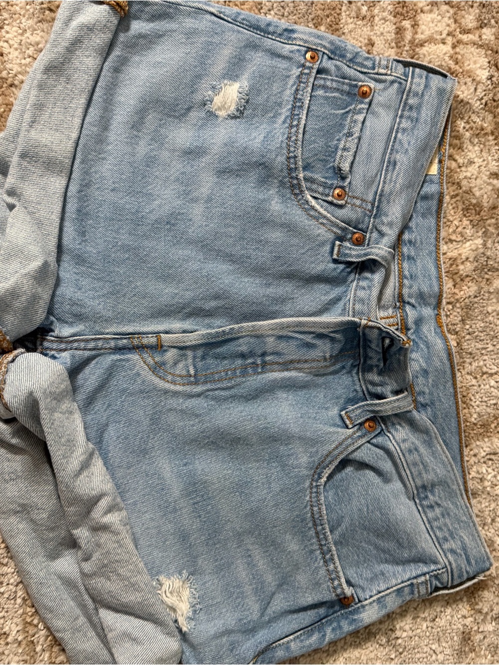Light Blue Distressed Women's Denim Shorts